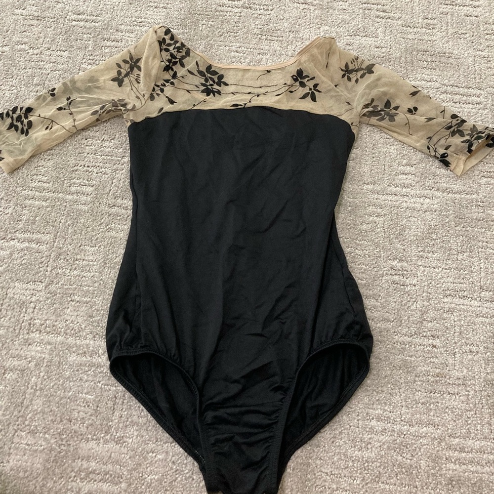 Natalie Black and Beige Dancewear Leotard